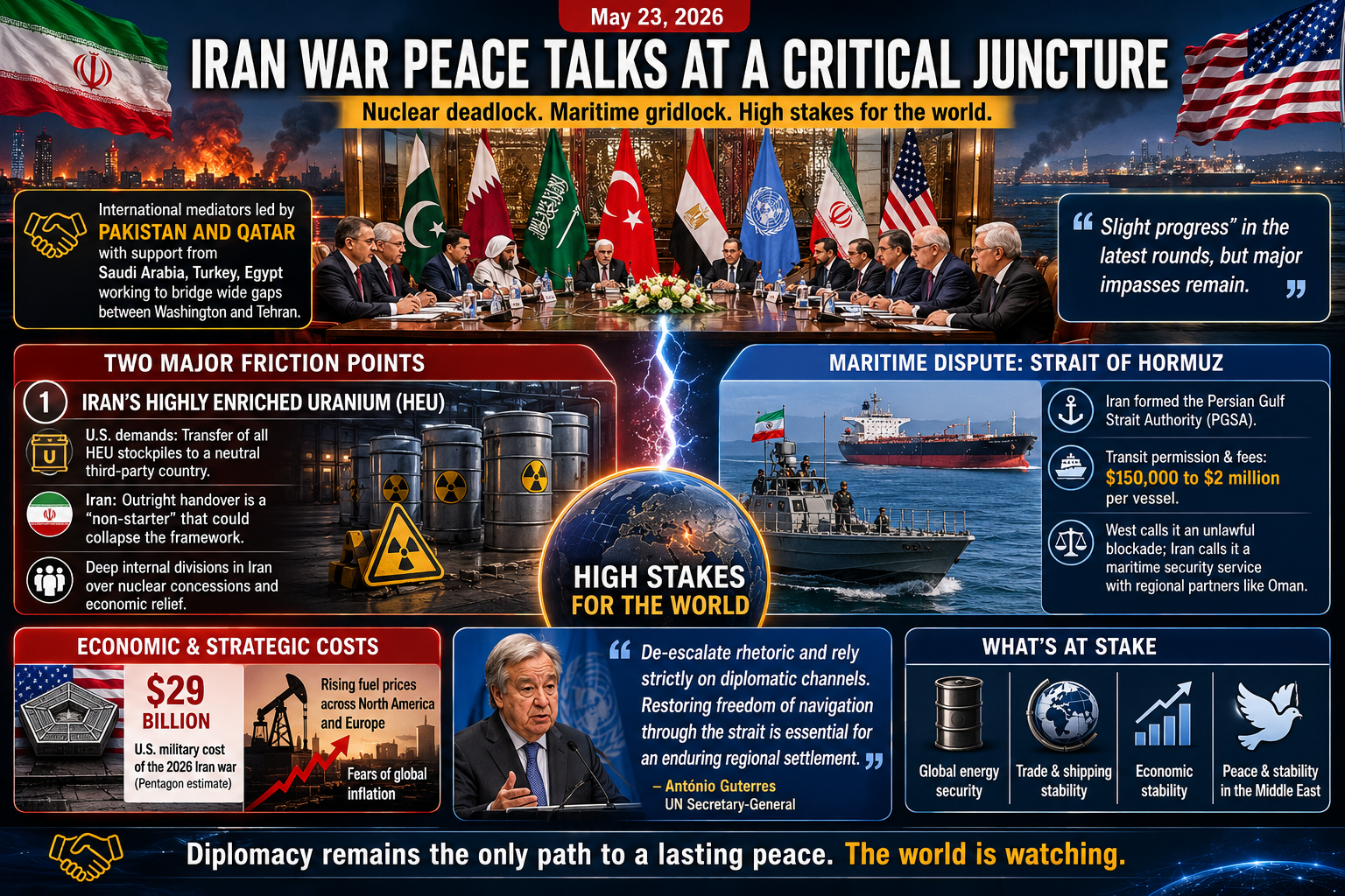 US-Iran negotiations, Strait of Hormuz, Middle East conflict 2026, nuclear file diplomacy, maritime security, Pakistan mediation, global energy security
